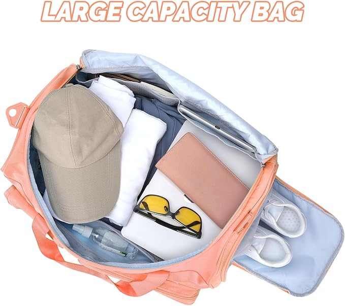 MAXTOP Gym Bag for Women Men Travel Duffle Bag Large Capacity Carry On Weekender Overnight Bag With Shoe Compartment Gym Tote Dry Wet Separation Duffel Bag for Travel