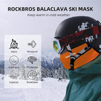 ROCKBROS Cold Weather Balaclava Ski Mask for Men Windproof Thermal Winter Scarf Mask Women Neck Warmer Hood for Cycling