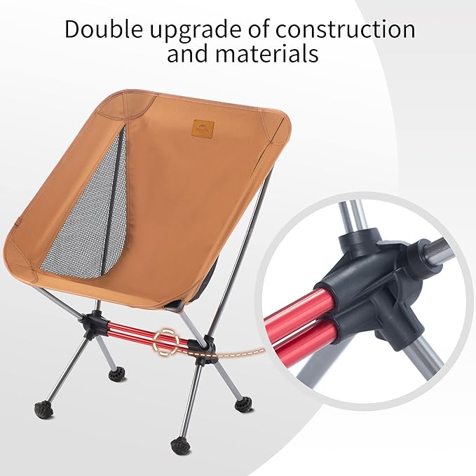 Naturehike YL08 Ultralight Camping Chair, 2.38 LBS Portable Backpacking Chair with Anti-Sinking Feet, Lightweight Compact Folding Hiking Camp Chair