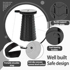 Portable Telescoping Stool, Retractable Folding Stool for Camping Garden Fishing Hiking Travel BBQ, Adjustable Collapsible Stools (Black)