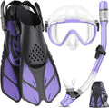 Ubekezele Snorkeling Gear for Adults Men Women,4 in 1 Snorkel Set with Panoramic View Diving Mask Anti-Fog Anti-Leak,Dry Top Snorkel,Fins and Travel Bag for Swimming,Snorkeling and Travel Diving