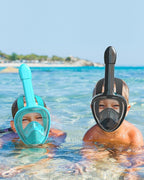QingSong Kids Snorkel Mask Full Face, Snorkeling Set with Camera Mount, Foldable 180 Degree Panoramic View Snorkeling Gear Anti-Fog Anti-Leak