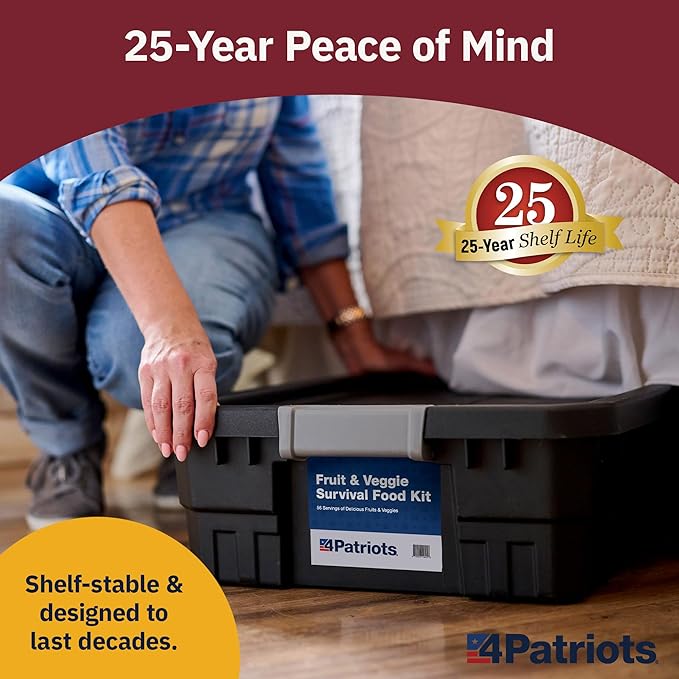 4Patriots Fruit & Veggie Food Kit 56 Servings of Shelf-Stable Fruits & Vegetables Good for 25 Years