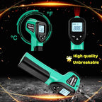 OnniOne Infrared Thermometer Gun for Cooking, -58℉~1022℉, Digital Laser Temperature Gun for Blackstone Pizza Oven Reptiles, IR Thermometer with Carrying Storage Case, Larger Font, LCD Backlit, Green