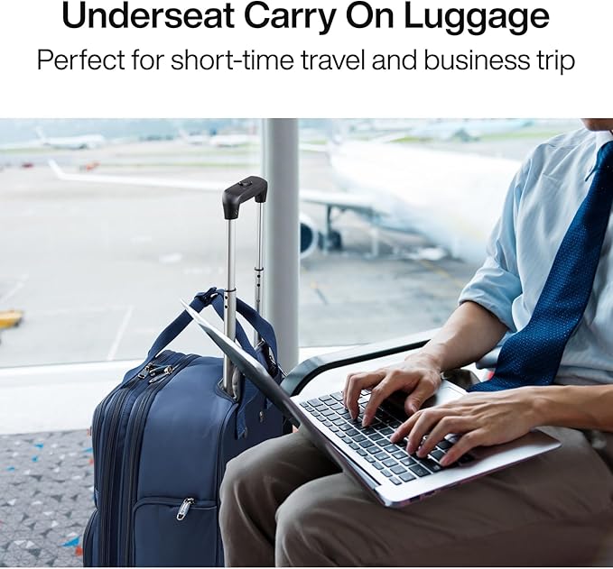 Hanke Softside Underseat Carry On Luggage with Wheels,Travel Luggage Rolling Bag Small Suitcase，Blue, Underseater 16-Inch