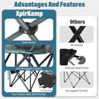 Oversized High-Back Camping Chairs with Pillow, Dual Cup Holders & Cooler Bag - Heavy Duty Foldable Outdoor Chair for Adults4PC (1, BLUEGREY-4PC-SET)