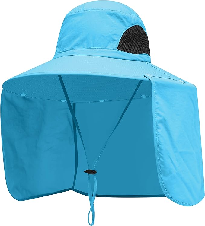 Sun Blocker Hats Outdoor Sun Protection Fishing Cap with Neck Flap Large Brim Outdoor Hat