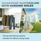 Portable Travel Clothesline, Windproof Clothes Laundry Line with Clothespins & Hang Holes, Indoor & Outdoor Clothes Drying Rope for Hotel, Backyard,Cruise Ships, Camping (Yellow, 12.5 Ft)