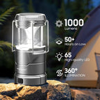 2 Pack Camping Lantern Rechargeable Collapsible, 65 LED 3 Light Modes Camping Lights, Stepless Dimming, Waterproof Portable Lanterns for Camping Power Outages Tent Emegency Home Hiking