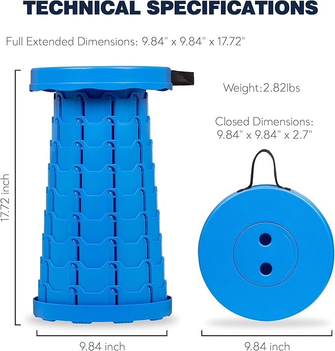 Collapsible Stool With 3-in-1 Cushioned Carry Case, 400lbs Max Weight, Lightweight Portable Retractable Foldable Telescoping Camping Stool for Adults Outdoor Fishing Hiking Travel BBQ