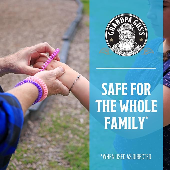 Grandpa Gus's Natural Mosquito Repellent Bracelets for Family, 300 Hours Protection, DEET-Free, Summer Outdoor Beach Camping Essentials, Glow in The Dark Assorted Colors, 24 Bands