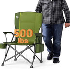 TIMBER RIDGE Oversized Folding Camping Chair High Back Heavy Duty for Adults Support up to 500lbs with Cup Holder, Side Pocket Cooler Bag