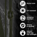 TECEUM 5/32" Paracord Rope 1000 – 1000ft / 200ft / 100ft / 50ft – Tactical Parachute Cord 4mm – 45+ Colors – Nylon String for Survival & Camping Gear – Stripe Cord for Survival – Utility Rope