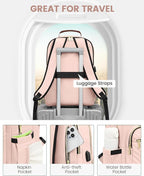 LOVEVOOK Laptop Backpack Purse for Women, Large Capacity Travel Business Computer Work Bag, Quilted Casual Nurse Backpack for Womens, Fit 15.6 Inch Laptop with USB Port, Nude
