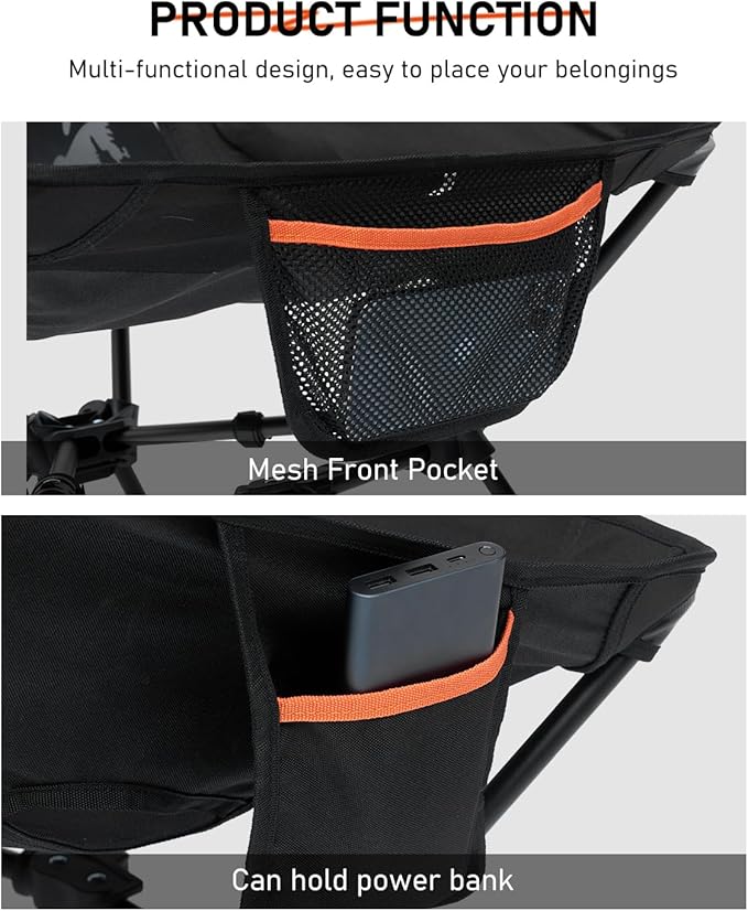 NOVSIGHT Camping Chair - High Back Lightweight Portable Camp Chairs with Headrest Breathable Backrest, Outdoor Folding Camping Chairs for Adults