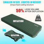 Self Inflating Sleeping Pad with Electric Pump, 4" Thick Ultralight Memory Foam Camping Mattress, Telescopic & Compact, Fast Inflate Insulated Camping Air Mats for Car Travel/Tent/Cot,Green