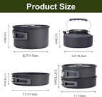 Alocs Camping Cookware, Portable Camping Essentials with Accessories, Camping Gear Camping Cooking Set for Outdoor Cooking, Backpacking, Hiking and Picnic.
