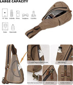 KL928 Canvas Sling Bag - Small Crossbody Backpack Shoulder Casual Daypack Rucksack for Men Women(Large Version)