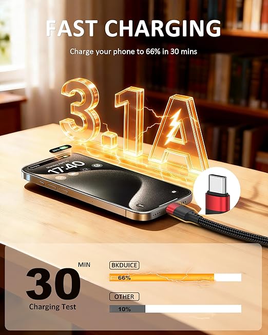 2 ft USB C Cable 2 Pack, USB to USB C Cable 2ft, Braided 2 Foot USBC Cable Fast Charging Cord Compatible with iPhone 17 16 15 Pro Max, Samsung Galaxy S25 S24 S23, Google Pxiel 10 9