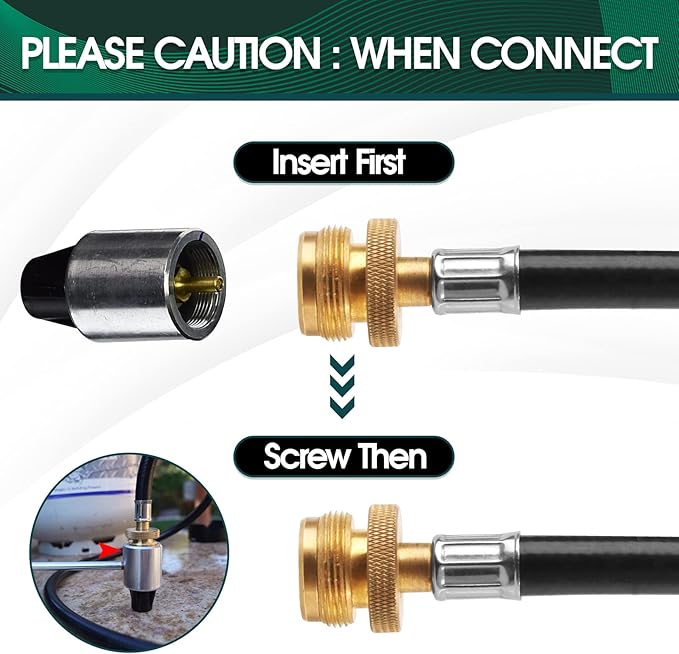 KOMAN Propane Hose - 8FT Adapter, 20lb to 1lb Converter for QCC1/Type1 Tank, CSA Certified