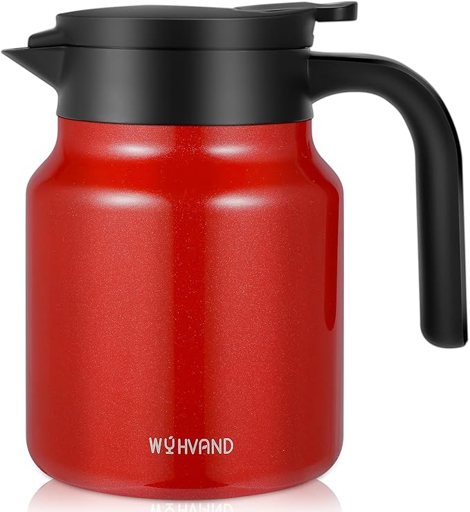 34Oz Thermal Coffee Carafe for Hot/Cold, Stainless Steel Thermos Carafes for Hot Liquids, Dustproof Insulated Hot Water Carafe for Party/Home,Red