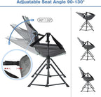 Hammock Camping Chair, 3 Heights Swinging Chair with Adjustable Backrest, Folding Rocking Chair with Head Pillow&Cup Holder, Outdoor Chair for Camping and Hiking, Supports 350lbs, Grey