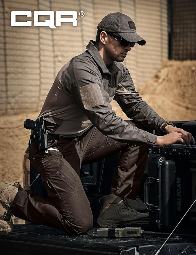 CQR Men's Tactical Pants, Water Resistant Ripstop Cargo Pants, Lightweight EDC Work Hiking Pants, Outdoor Apparel