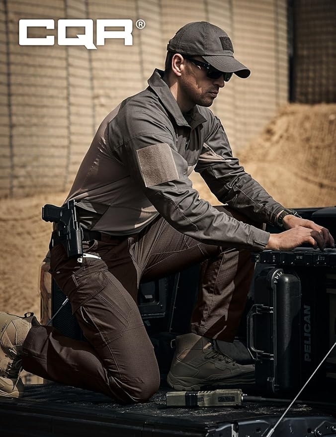 CQR Men's Tactical Pants, Water Resistant Ripstop Cargo Pants, Lightweight EDC Work Hiking Pants, Outdoor Apparel