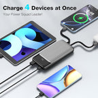 Portable Charger,10000mah 22.5W PD Fast Charging Power Bank,with Built-in Cables,4 Outputs 2 Inputs,Travel Essential Phone Power Bank.for iPhone, iPad,Android,Google, and More(Black)