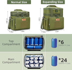 HSHRISH XLarge Expandable Tactical Lunch Box for Adults, Insulated Heavy Duty Lunch Pail, Leakproof Lunch Cooler for Men Work Outdoor Picnic Road Trip Camping, 36 Cans/22 L, Army Green