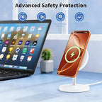 Magnetic Wireless Charging iPhone Stand,Qi2.2 Certified 25W Fast Mag-Safe Charging Stand Station Apple Magnet Wireless Charger with Plug for iPhone 17/17 Pro/Air/16/15/14/13/12 Series,AirPods Pro 3/4