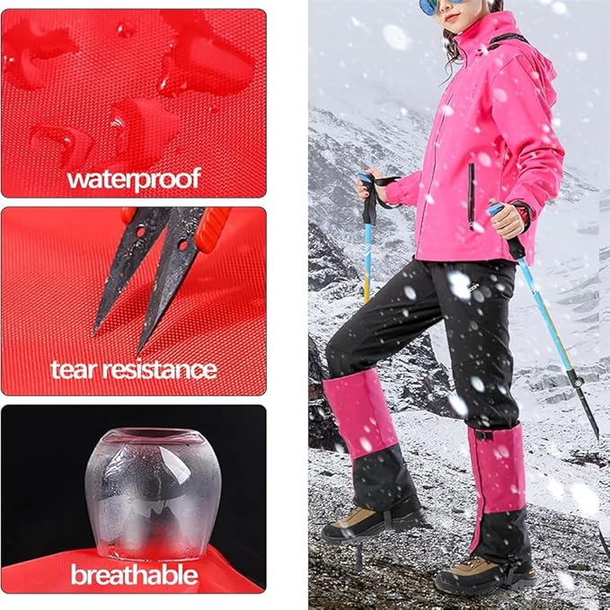 Leg Gaiters for Hiking Boots,900D Waterproof Hunting Hiking Gaiters Adjustable Snow Boot Gaiters for Climbing, Dirt-Proof Ripstop Shoe Gaiters for Men Women