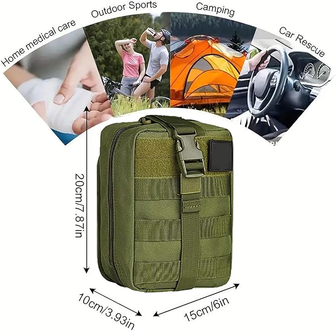 Tactical Emergency First Aid Kit: MOLLE Admin Pouch IFAK - Wound Dressing Blood Control EMT Survival Trauma Kit 6" Bandage- Camp Travel Car Medic Kit