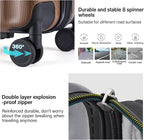 Hanke Expandable Hard Shell Luggage Sets 2 piece Carry on Luggage with Wheels Suitcases Lightweight Checked TSA Luggage Rolling Large Suitcase Travel Luggage Bag Woman Men 20/29 Inch(Brown)