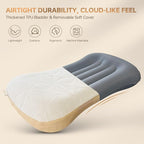 Inflatable Camping Travel Pillow, Lightweight Backpacking & Hiking Pillow with Removable Cover, Washable for Neck Lumbar Support