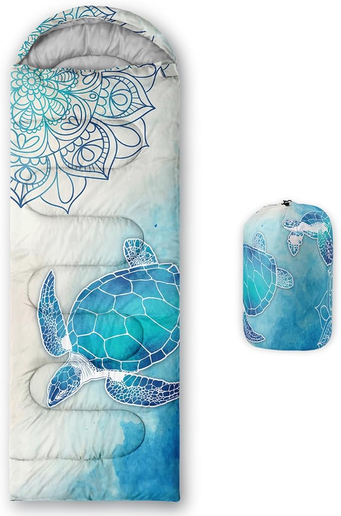 HOSIMA Cartoon Axolotl Sleeping Bags for Kids 10-12,Blue Cartoon Kids Sleeping Bags for Girls Boys,Compact Sleeping Bag for Camping Essentials and Hiking.