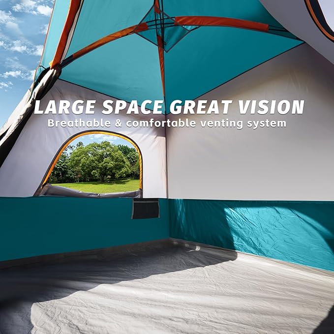 UNP 2/4/6/8 Person Tent, Portable Cabin Tent, Camping Tent 4-Person Easy Set Up, Waterproof with Top Rainfly for Outdoor Camping/Hiking