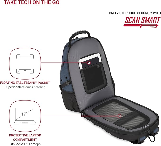 SwissGear 1900 Scansmart TSA 17 Laptop Backpack, Blueberry, 19-Inch