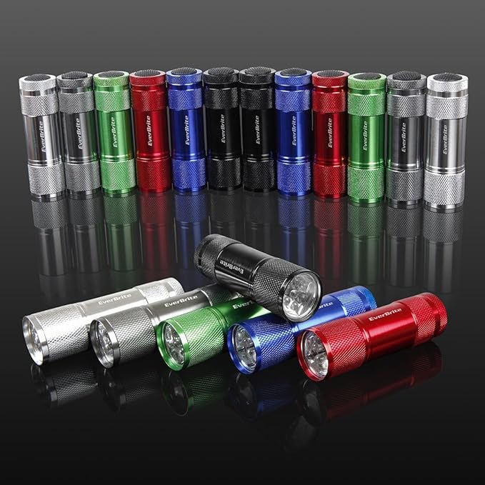 EverBrite 18-Pack Mini LED Flashlight Set - Portable Flashlights Ideal for Hurricane Supplies Camping, Night Reading, Cycling, BBQ, Party, Backpacking - Includes Lanyard & 54 x AAA Batteries