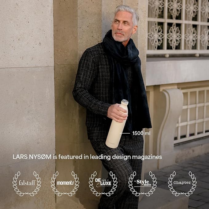 LARS NYSØM Stainless Steel Insulated Water Bottle 12oz 17oz 25oz 34oz 51oz | Insulated Thermo Flask for Hot and Cold Beverages | Leakproof Drinking Bottle (Aqua Turquoise, 17oz)