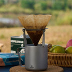 Camping Mug Titanium Double Wall Coffee Tea Cup with Inner Filter with Classic Handle