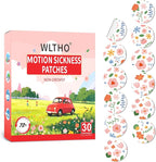 30ct Motion Sickness Patches Non Drowsy, Sea Sickness Patch for Cruise Travel Essentials, Waterproof Patches Behind Ear, Custom Floral Pattern, Long Last 72H