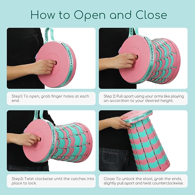 Upgraded 2 Pack Portable Collapsible Stool,Folding Camp Stool for Adults,Lightweight Sturdy 400lbs Load Capacity Retractable for Fishing Hiking Camping Gardening Hunting BBQ (Pink Green)