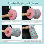 Upgraded Portable Foldable Stool,Folding Camp Stool,Lightweight Sturdy 400lbs Load Capacity Collapsible seat Height Adjustable for Fishing Hiking Picnic Hunting Party BBQ Indoor (Pink Green)