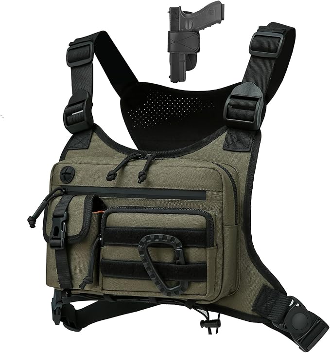 Outdoor Chest Bag For Men and Women, Tactical Vest For Running, Cycling, EDC Chest Pack Rig For Sports and Workouts