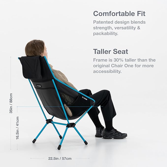 Helinox Chair One Highback (re) High-Performance Camping Chair,2.6lbs, Camping Chairs High Back, Packable, Portable, Camping, Hiking, Travel, Blue Block
