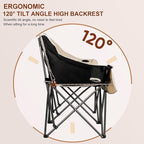 2 Person Fully Padded Camping Chair Oversized Loveseat Camping Chair Double Camping Chairs for Adults Heavy Duty Outdoor Camping Couch, Padded Seats & Armrests, 600Lbs, Moca