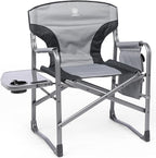 EVER ADVANCED Lightweight Folding Directors Chairs Outdoor, Aluminum Camping Chair with Side Table and Storage Pouch, Heavy Duty Supports 350LBS