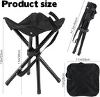 Portable Folding Camping Stool, Travel Fishing Chair Quad Frame Camping Chair Maximum Weight 290 lbs Lightweight Outdoor Folding Garden Chair for Hunting, Hiking, Party, Beach and Painting (Black)