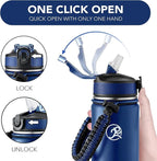 GOSWAG Insulated Sports Water Bottle, 24oz 2 Lids(with Straw/No Straw), Stainless Steel Water Bottles with Paracord Handle, Insulated Bottle with Double-Wall Vacuum Insulation